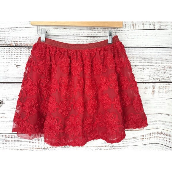 1989 Children’s Place Girls Red Rosette Skirt Size L Full Tulle Holiday (10/12) - Picture 4 of 4